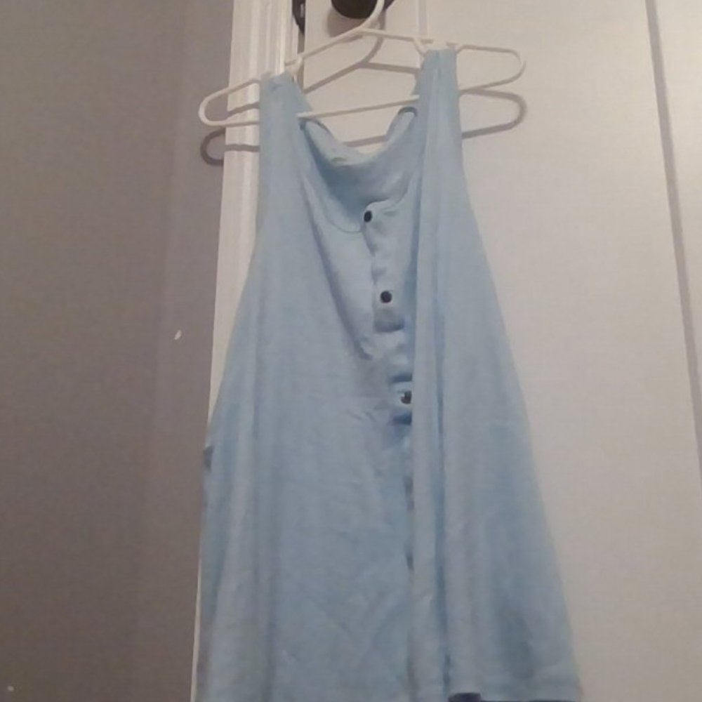 Girls light blue button down tank top